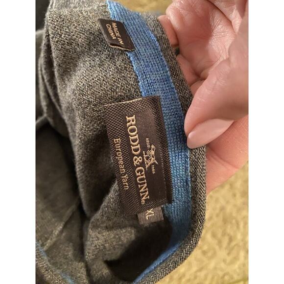Rodd & Gunn Mens XL V Neck Sweater Merino Wool European Italy Yarn Gray Pullover - Picture 4 of 7